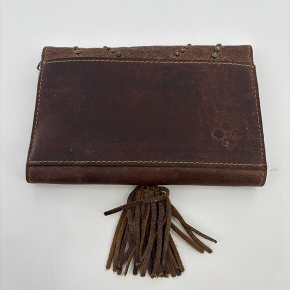 Patricia Nash Colli Brown Leather Trifold Tasseled Wallet - Picture 2 of 6